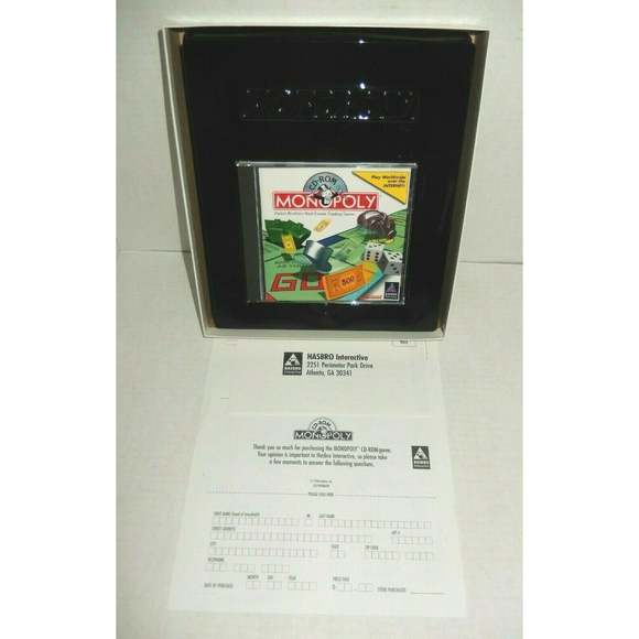 Vintage 1996 Monopoly CD ROM Big Box PC Collector Video Game Windows - Picture 4 of 7